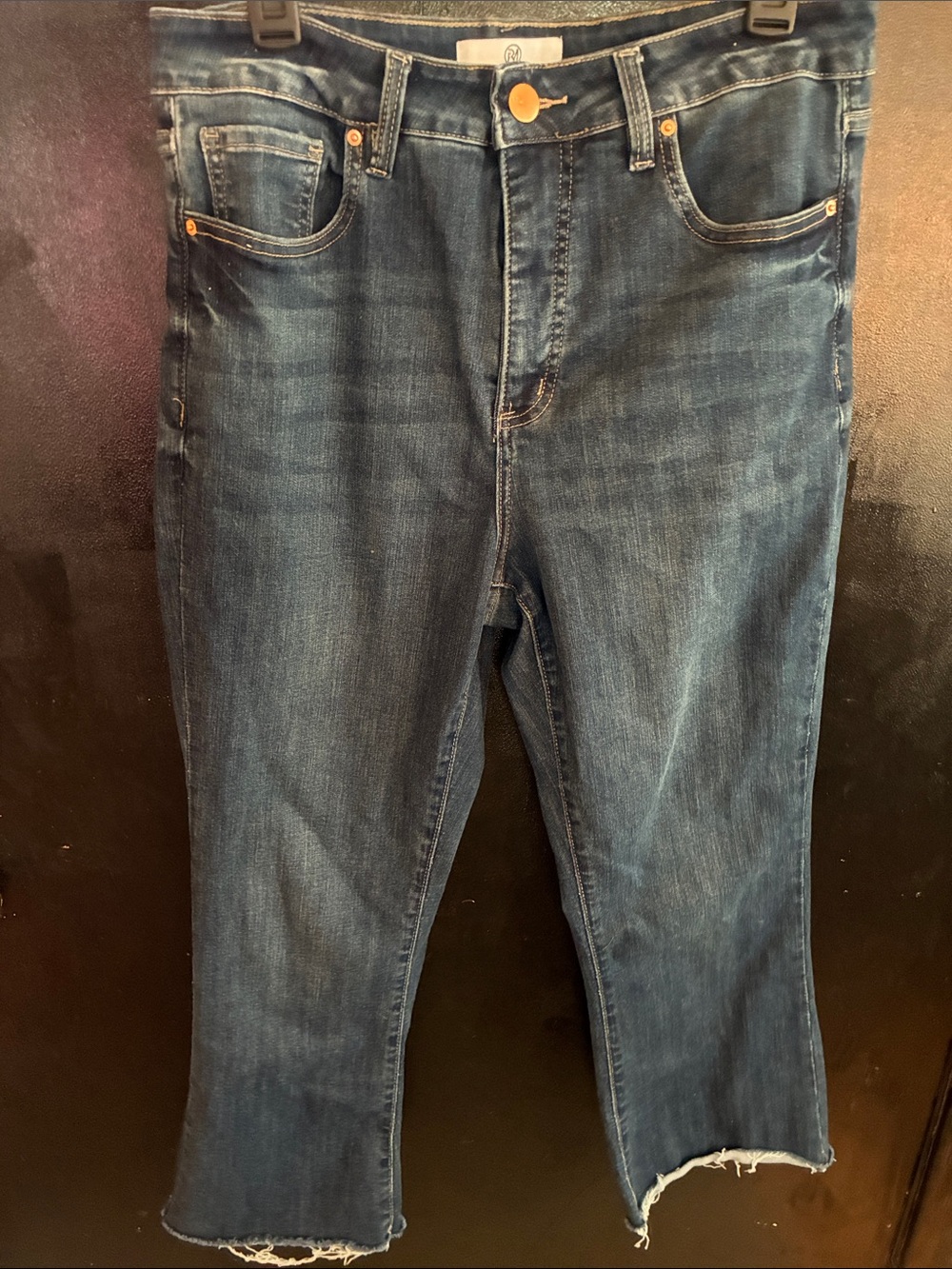 RFM Los Angeles High Rise Cropped Raw Hem in Dark Blue Wash 30
